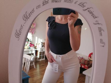 Modrý top s mašlou, h&m,s