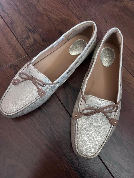 Kožené zlaté mokasíny clarks, clarks,41