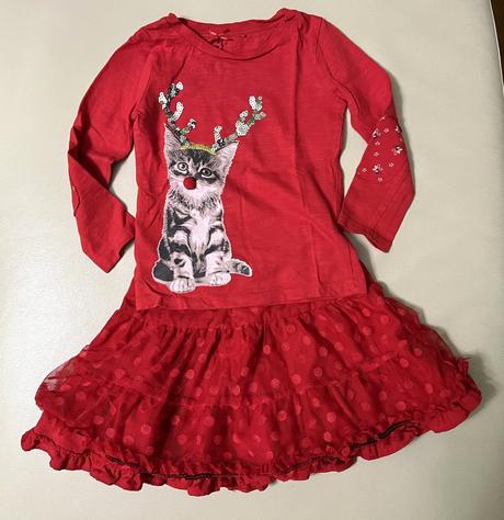 98 bodkovana sukna +next vianocne tricko ,2-3 r., next,98