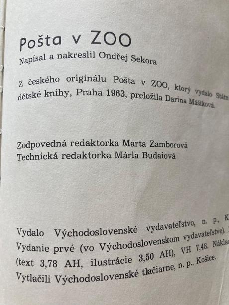 Pošta v zoo - ondřej sekora (1977), 