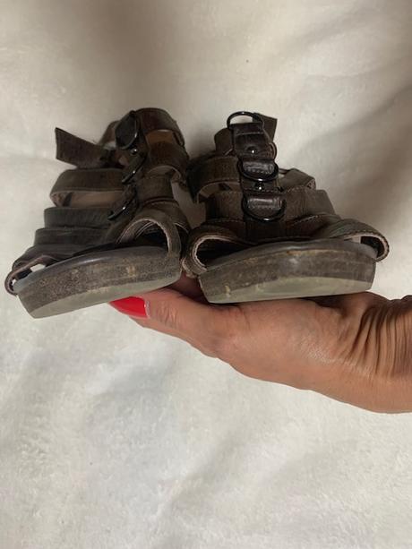 Hnedé kožené sandálky na podpätku, 40