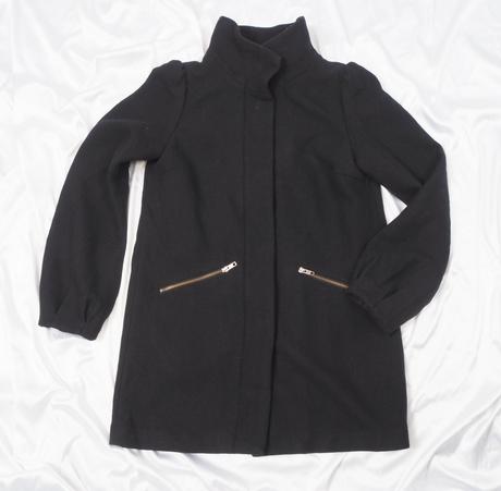 Kvalitný čierny vlnený kabát h&m, h&m,38