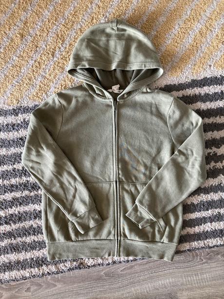 Olivová mikina 134/140, h&m,134
