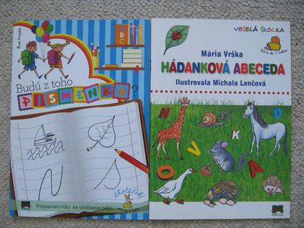 2x pracovný zošit 5-7 rokov + dosky na písmenká,