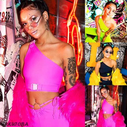 Crop top buckle up, s