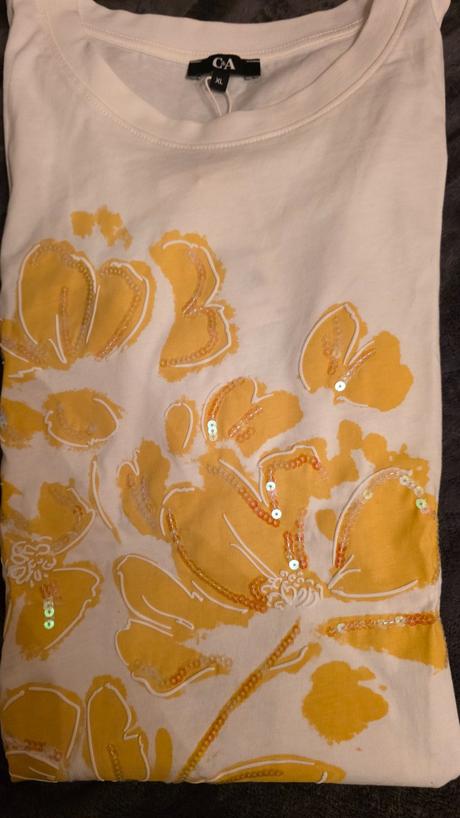 Bavlnene tricko xl  s kvetmi, c&a,xl