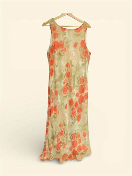 Dámske kvetované dlhé letné šaty na ramienka, l