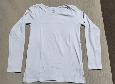 Biele tričko dlhý rukáv velk. 134/140, h&m,134