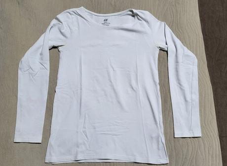 Biele tričko dlhý rukáv velk. 134/140, h&m,134