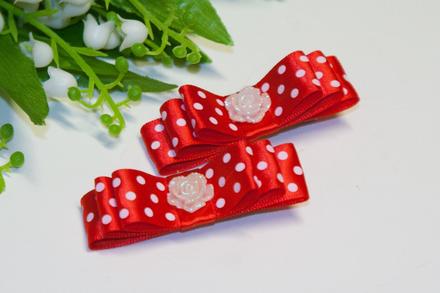 Sponka do vlasov - cervená s bodkami,