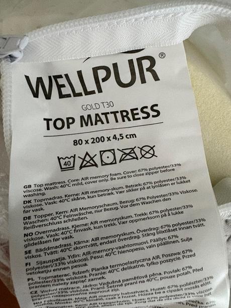 Vrchný matrac wellpur gold t30 80x200x4,5,