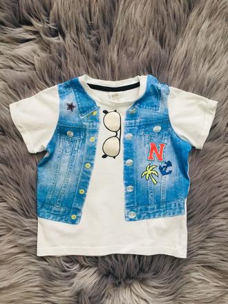 H&m tričko riflová vesta veľ. 74, h&m,74