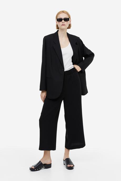 Čierne sukňové nohavice l, h&m,l