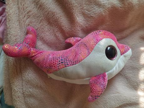 Lesklý ružový plyšový delfín ty plyšák,