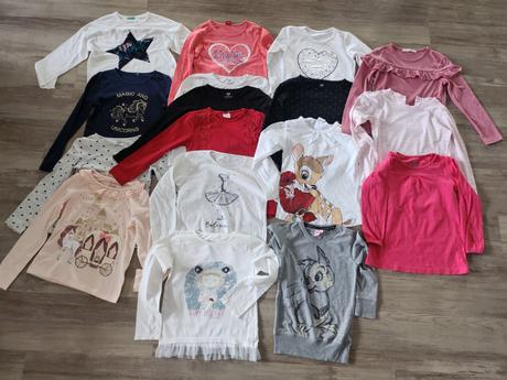 Balík tričiek s dlhým rukávom 17ks, 122–134