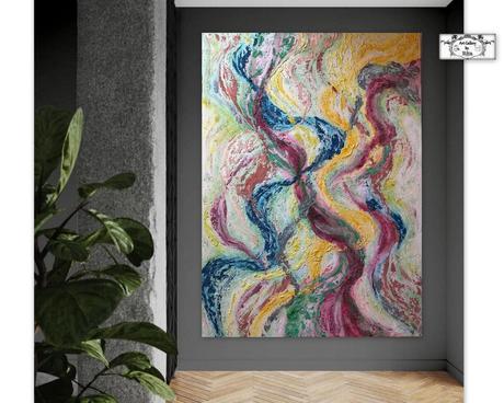 Xxl malba- abstrakt 180x130 pestrofarebny obraz,