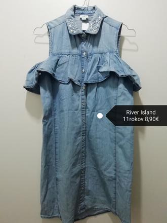 Bavlnené rifľové šaty s volánikom, river island,146