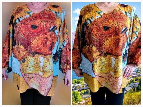 Blúzka- olejomaľba v.van gogh slnečnice -, s / xxl