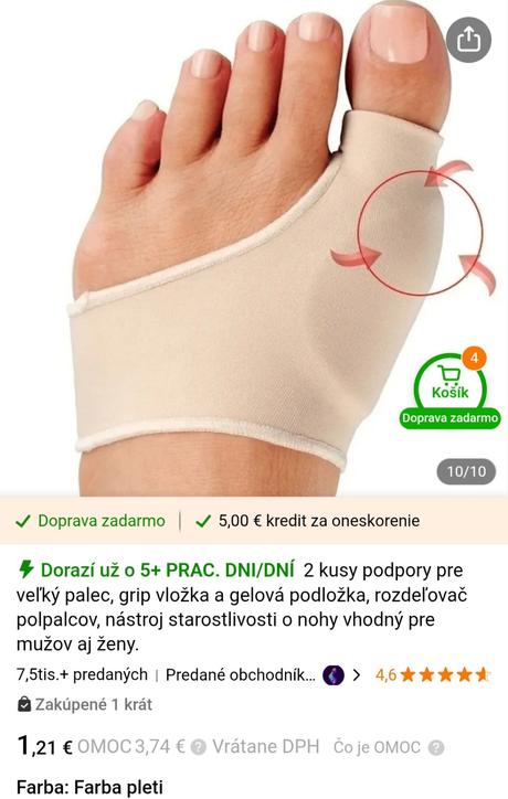 Korektor na palce na nohách s (už s poštou),