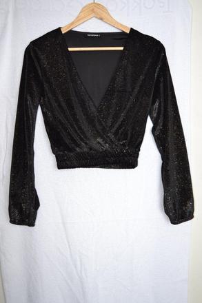 Terranova  crop top s dlhým rukávom trblietavý, terranova,s