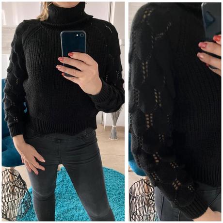 Dámsky sveter s rolákom čierny (uni), l / m / s