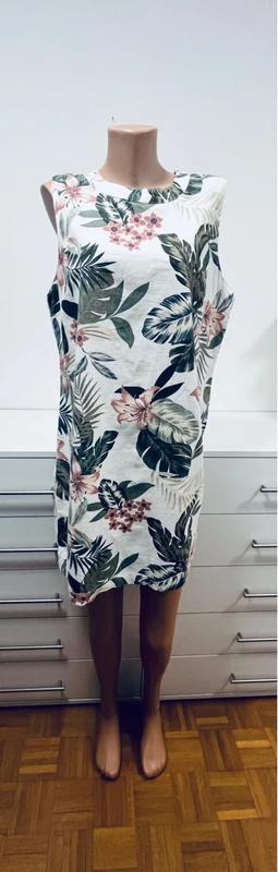 Letné kvietkované šaty s ľanom vel 46, 46