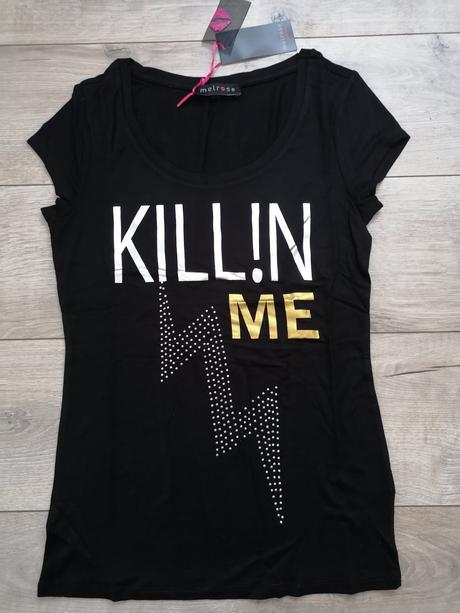 Čierne tričko s kamienkami melrose (36), s