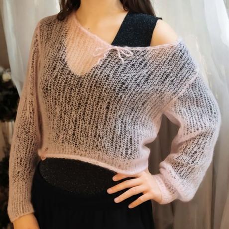 Mohérový sveter- handmade, s / xs