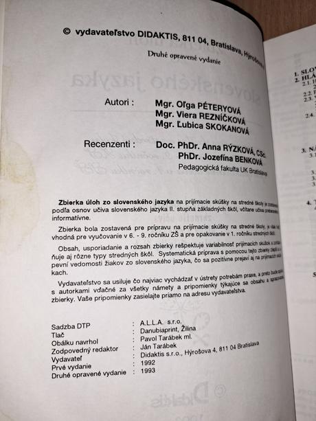 Zbierka úloh zo slovenského jazyka, 