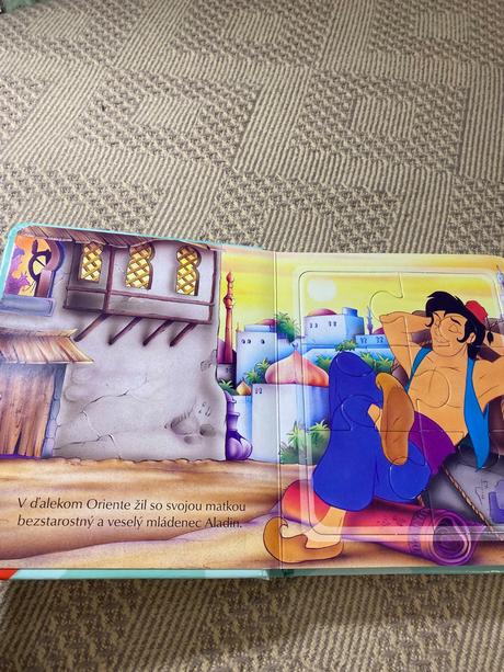 Rozprávka leporelo aladin s 6 obrázkami puzzle,