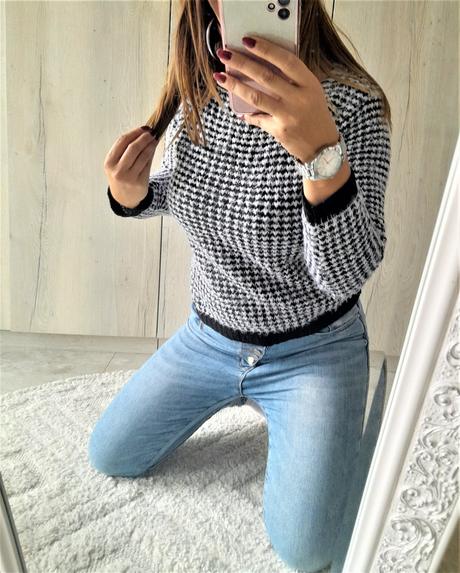 Čiernobiely mäkkučký svetrík-m, m