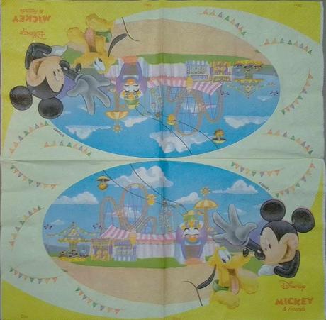 Servítka mickey a pluto v lunaparku 4ks (s348),
