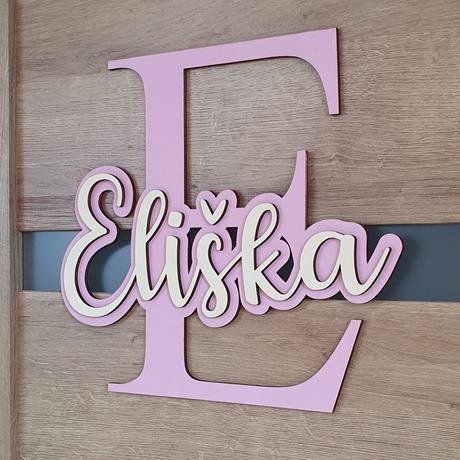 Drevená dekorácia iniciálka i. s menom,