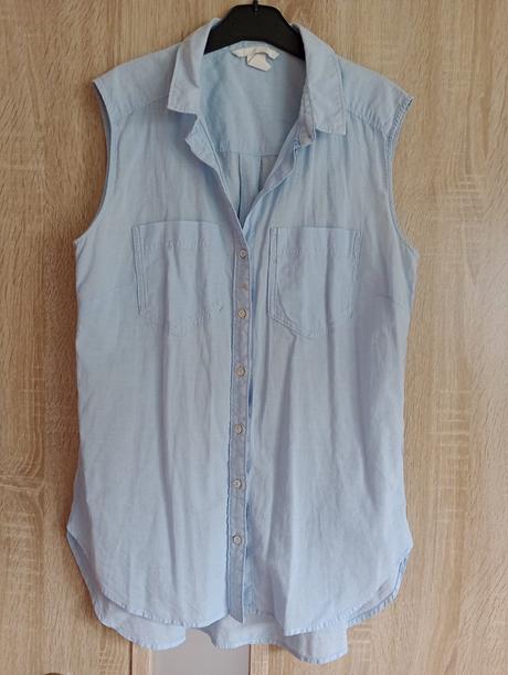 Bledomodrá blúzka bez rukávov, h&m,36