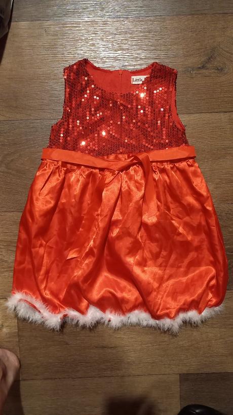 Červené viamočné šaty s flitrami 104-110, 104