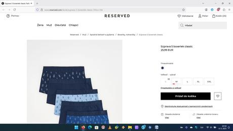 Trenky reserved 5-balenie viacfarebné 5, reserved,l