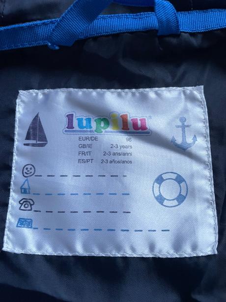 Modra tenka bunda s kapucnou lupilu, lupilu,98