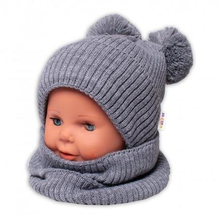 Čiapka s brmbolcami a nákrčník, 86 / 92 / 98