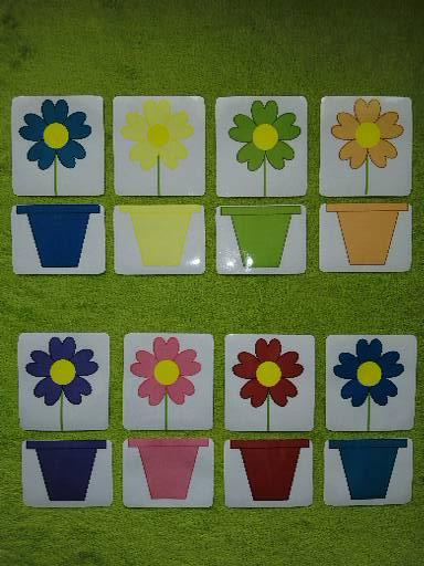 16 ks montessori kartičiek - kvety a kvetináče,