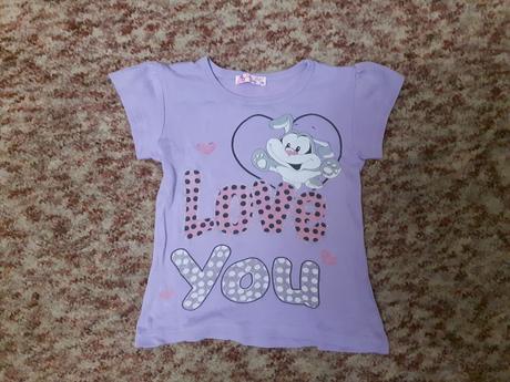 Dievčenské fialove tričko s krátkymi rukávmi a pot, 116