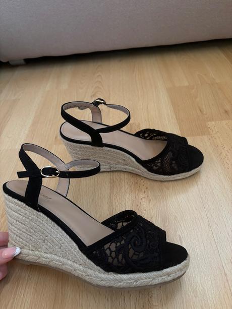 Sandále na klinovom opätku, deichmann,37