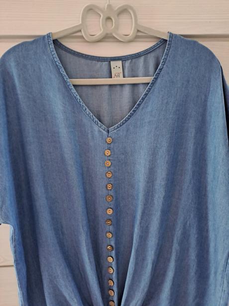 Denimová letná blúzka s uzlom, 