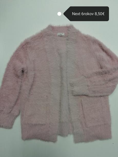 Ružový plyšový mäkkučký sveter kardigán, next,116