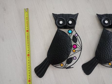 Dekorácia, sovy/kovove, 