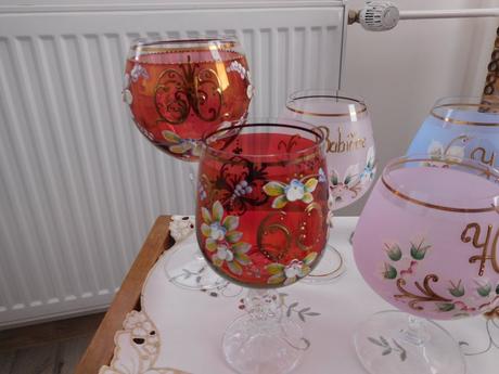 Jubilejné poháre borske sklo, farebné sklo poháre,