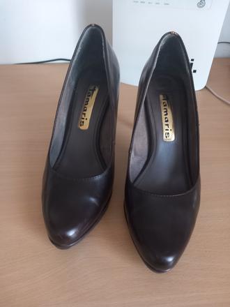 Hnedé kožené lodičky, tamaris,40