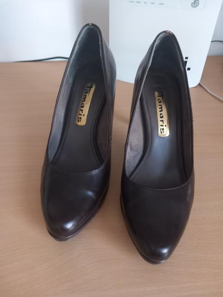 Hnedé  kožené lodičky, tamaris,40