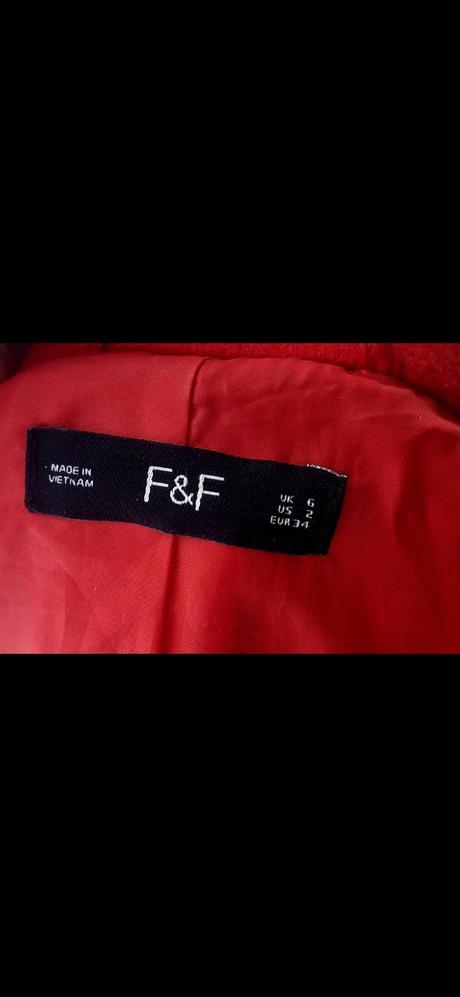 Červený elegantný kabát, f&f,xs