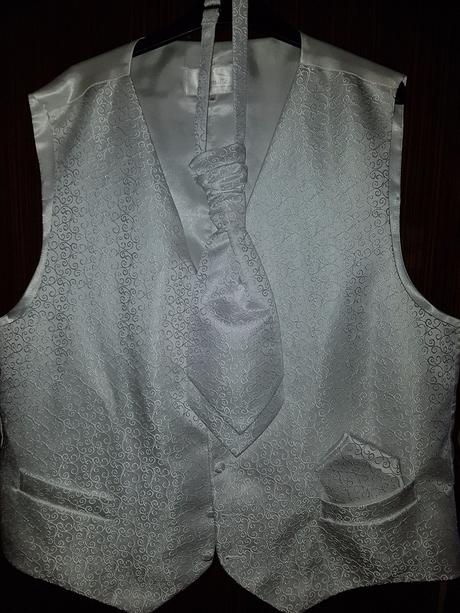 Svadobna vesta+kravata+ozdobna vreckovka, 48