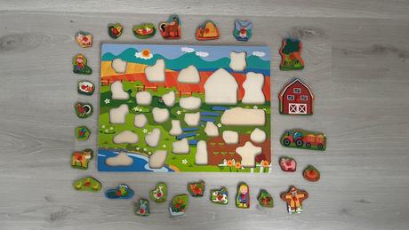 Drevená vkladačka "na farme", 